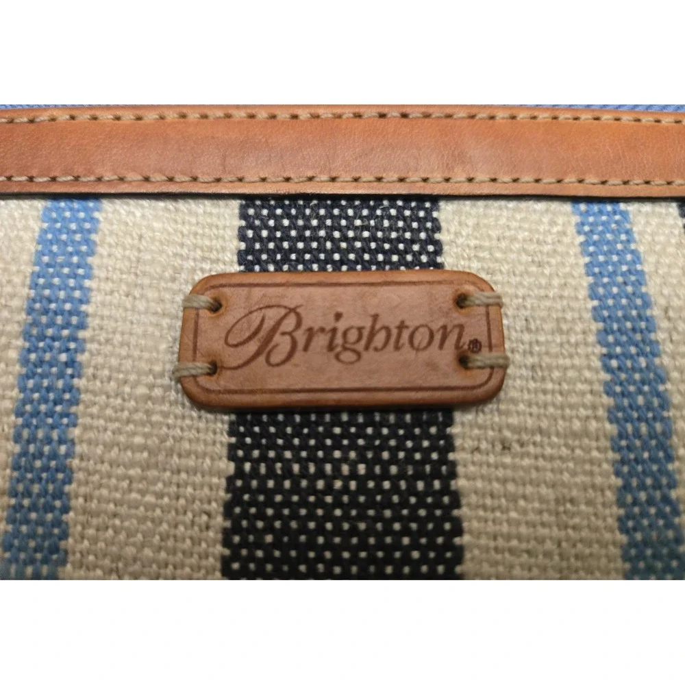 Brighton Nautical Medium Sized Zip Up Make-Up Bag, Pouch, Clutch W/Leather Trim